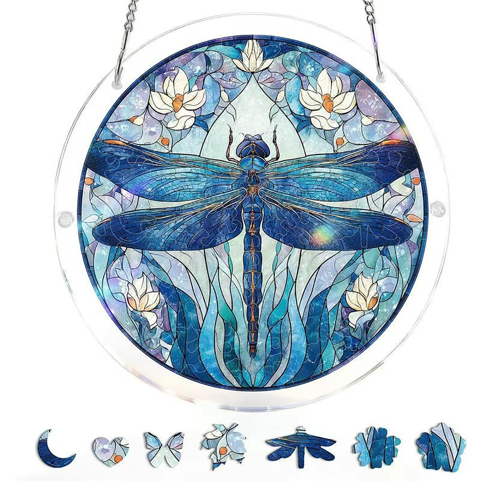 vrfvsdasAAS Window pendant, Acrylic Jigsaw Puzzle Suncatcher 83 Pieces，Acrylic Puzzles Window Hanging(Dragonfly,1s(7.4 * 7.4ln))