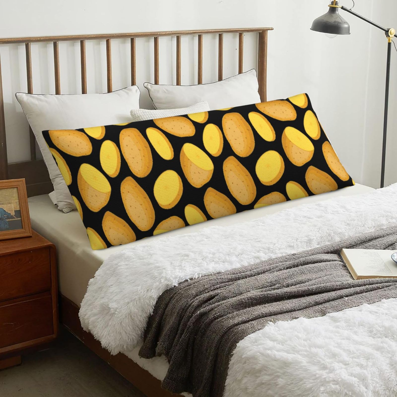 Vegetable Potato, Body Pillow Cover with Zipper,Long Body Pillowcase 20 x 60 in