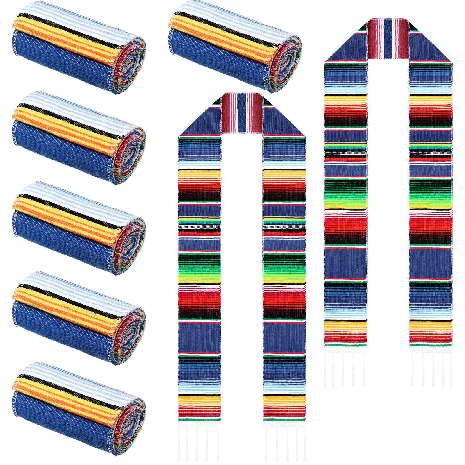 Berlune 8 Pcs Mexican Graduation Sash Hispanic Serape Graduation Stole Class 2026 Mexican Scarf