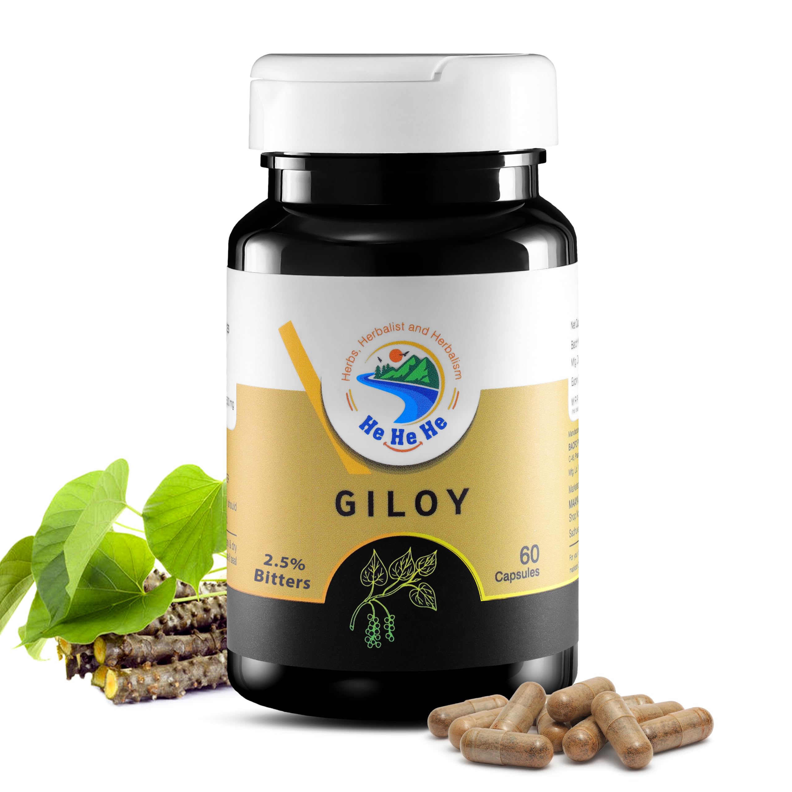 Giloy (Guduchi) Herbal Supplement Capsules - 60 Caps, 2.5% Bitters, Immunity Booster for Men and Women, Diabetes Support, Platelet Increase, Seasonal Wellness & Detox, Ayurvedic, Vegan, GMP Certified