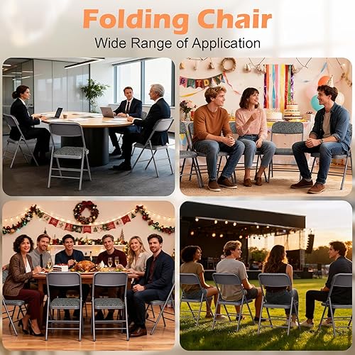 Miniatura 8 de Silla plegable de grado comercial con cojín de tela acolchada