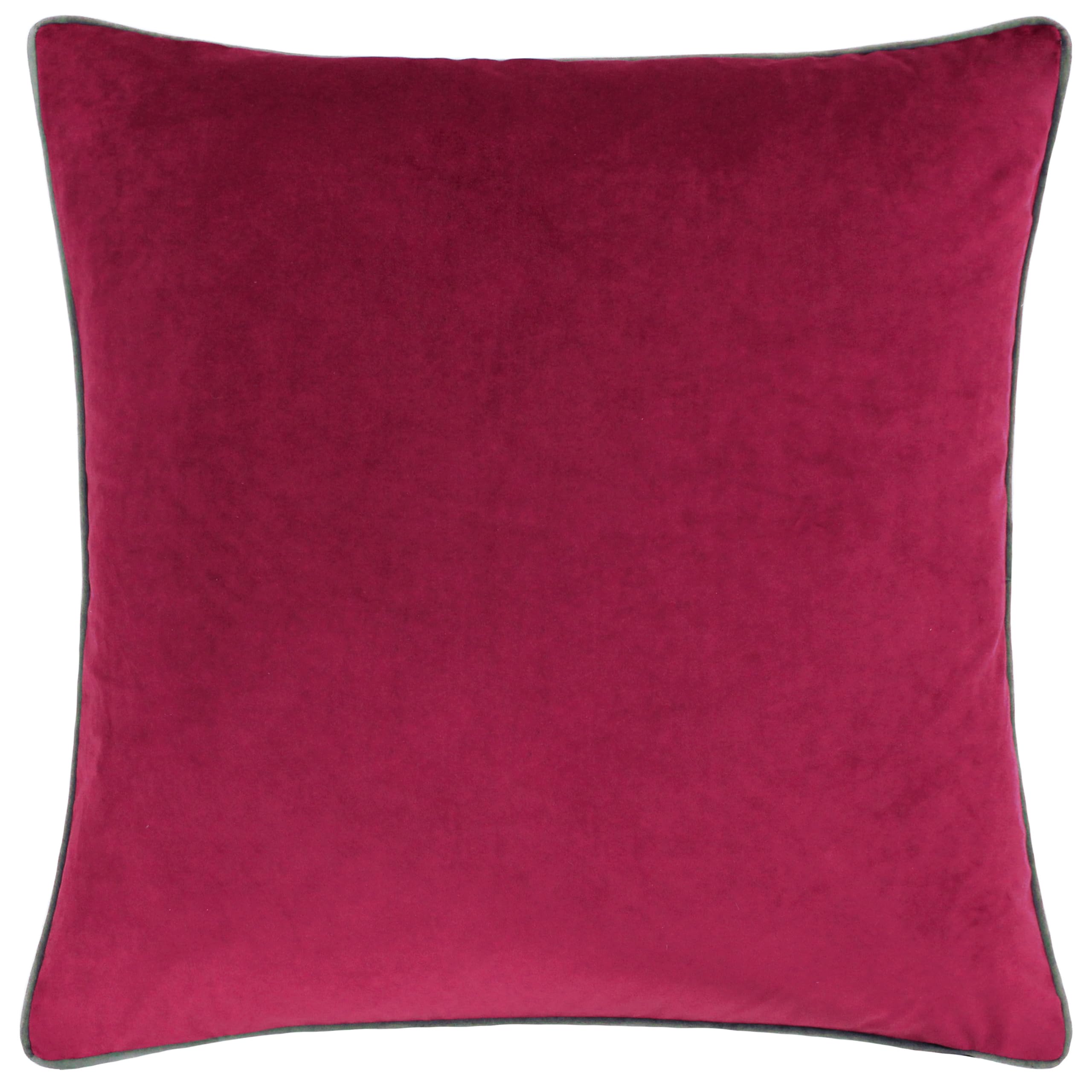 furn. Meridian Cushion Cover – Luxury Contrast Piped Velvet Decorative Case (Cranberry/Mocha - 45x45cm)