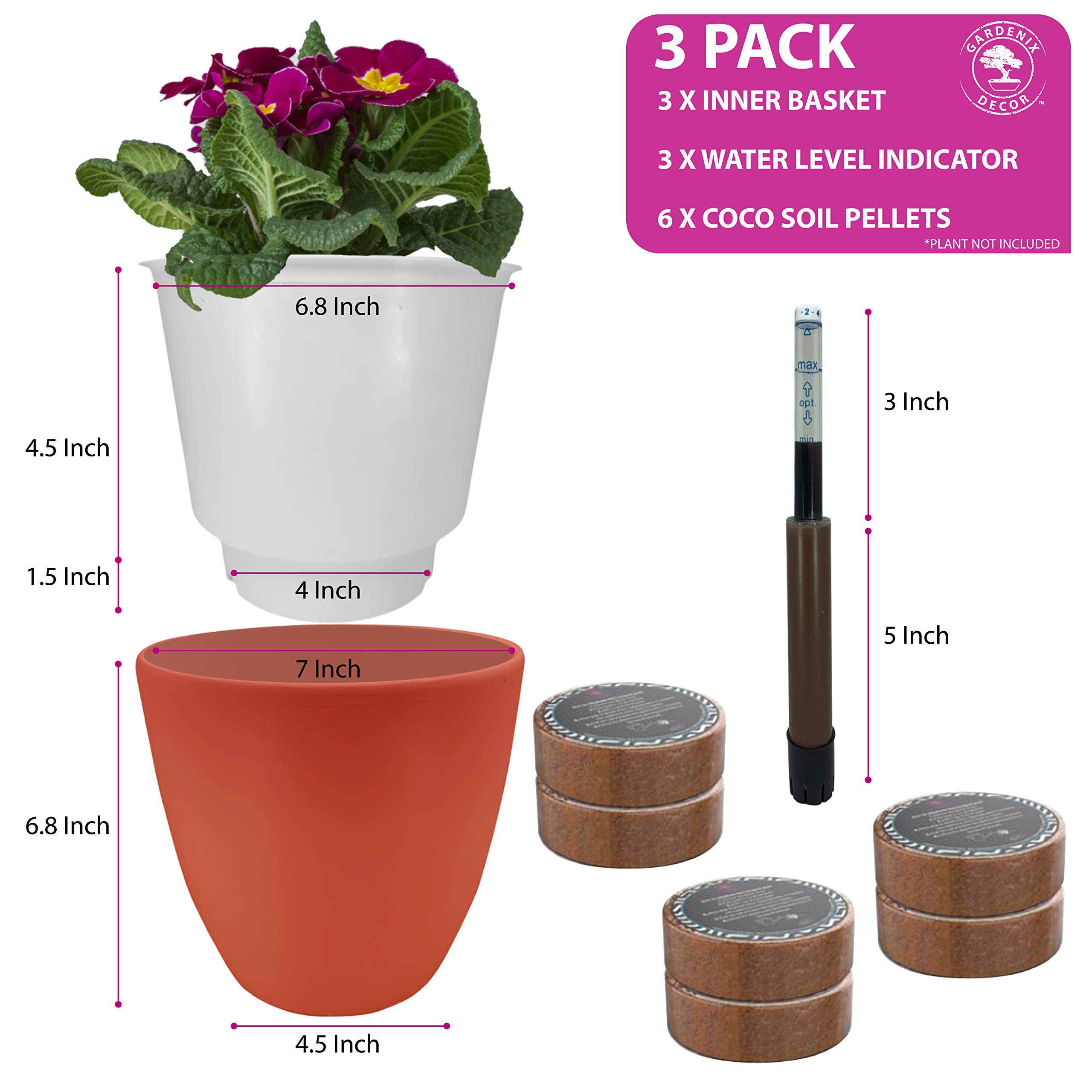 Buy Gardenix Decor 7'' Self Watering planters for Indoor Plants