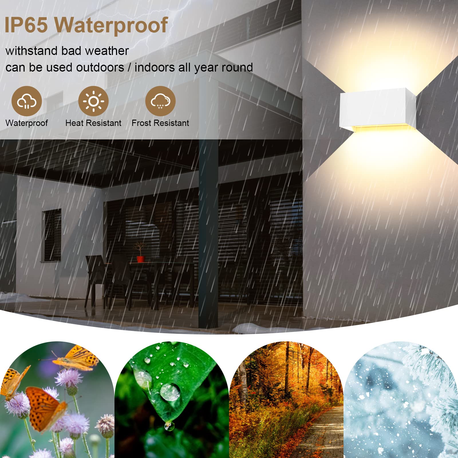 ENCOFT 2 Pezzi 24W Applique da Parete interno Esterno COB LED Bianco Lampada da Parete Muro IP65 Impermeabile, Luce 3000K Bianco Caldo Applique Esterno in Alluminio Angolo Regolabile, Bianco