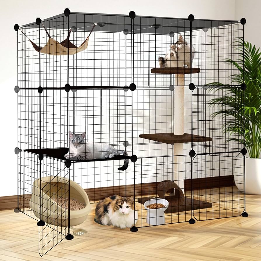 Amazon.co.jp: CLIECO キャットケージ 【大型】猫ケージ ペット 犬 猫