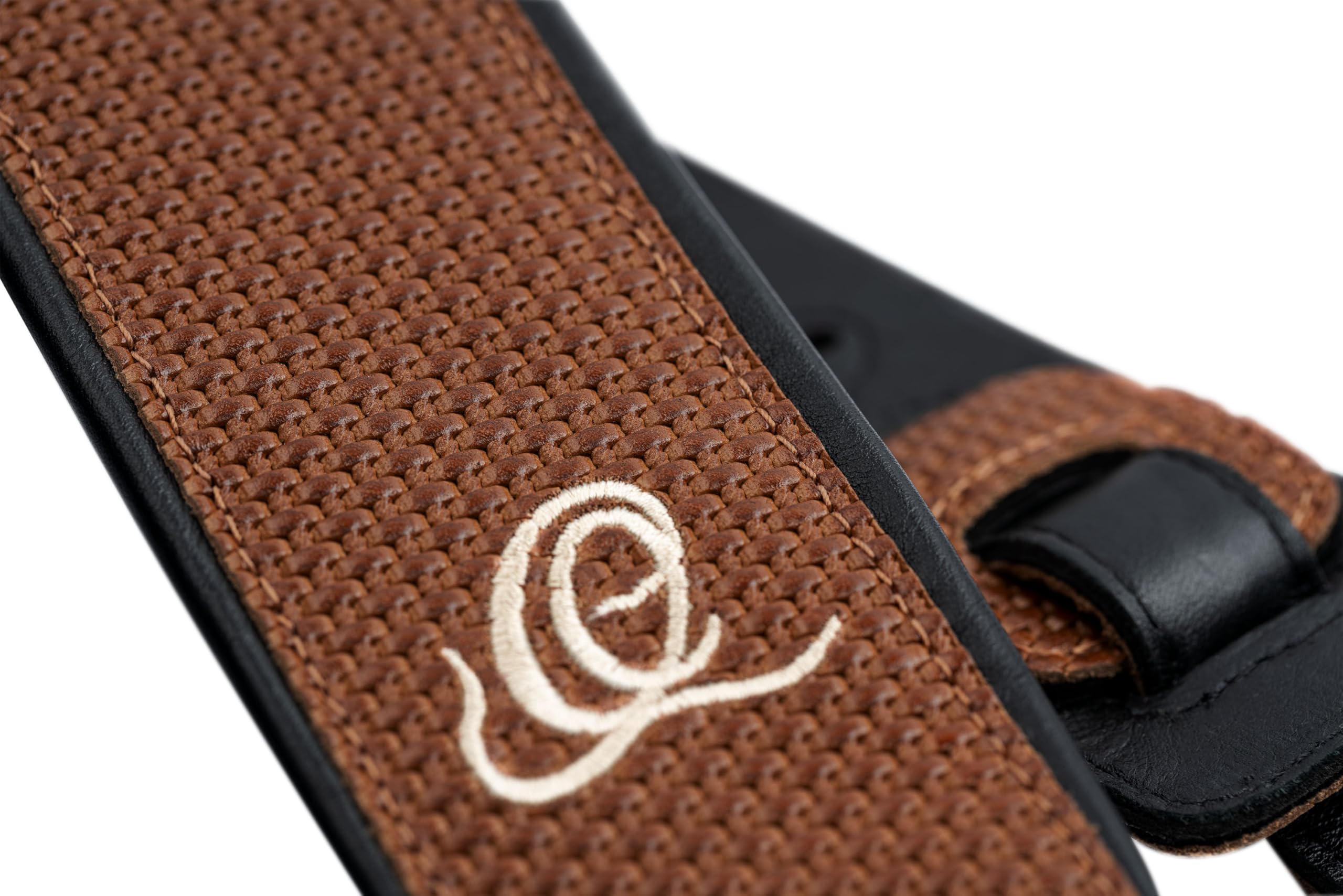 Ortega Guitars Gitarrengurt Länge Verstellbar - Akustik Gitarre / Bass, E-Gitarre, E-Bass - Custom Series - Echtleder, Tan Braid (OSCU-5)