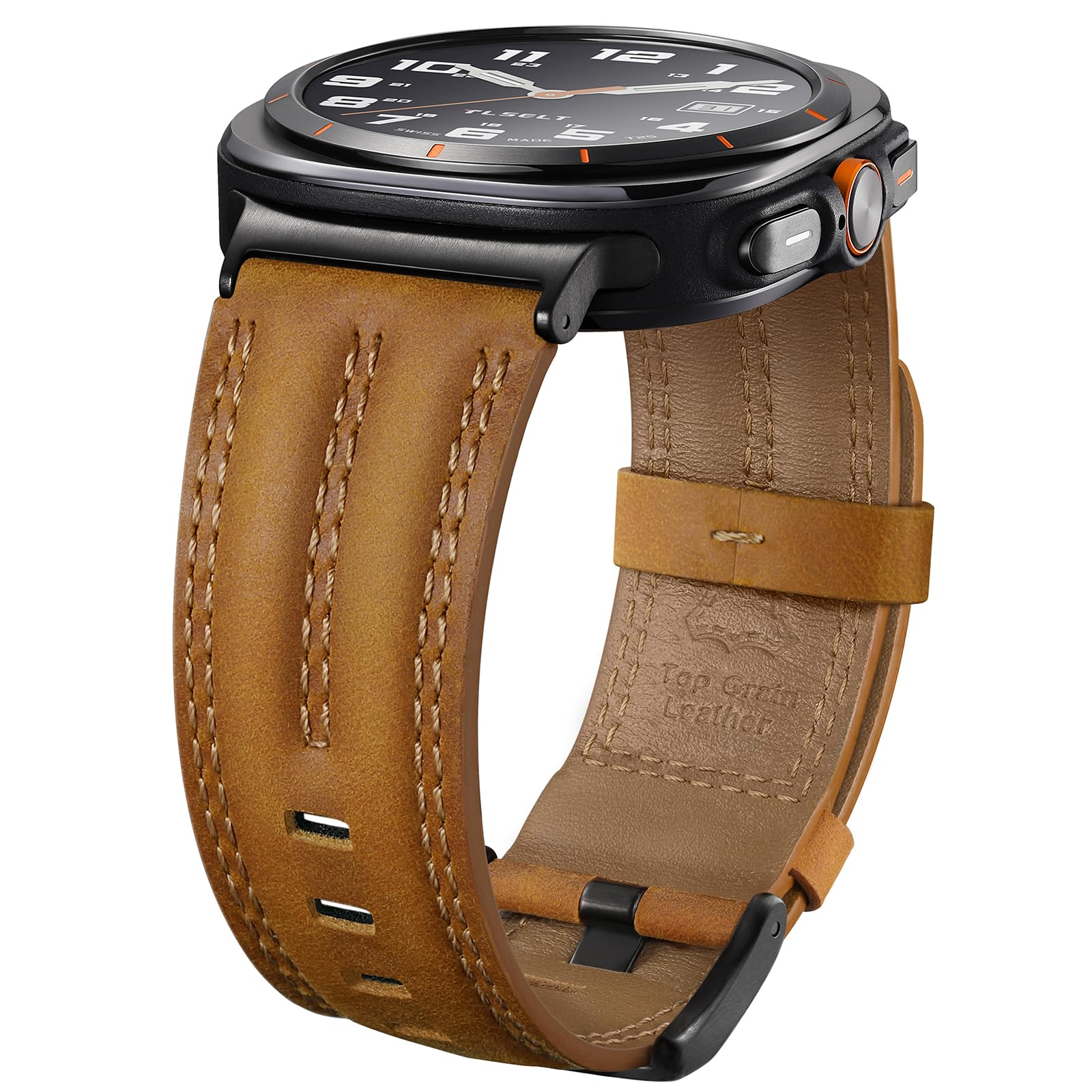 Leather Band Compatible with Samsung Galaxy Watch Ultra 47mm(2025/2024), Genuine Leather Rugged Durable Classic Vintage Handcrafted Outdoor Business Travel Gift Samsung Watch Strap for Men-image-18