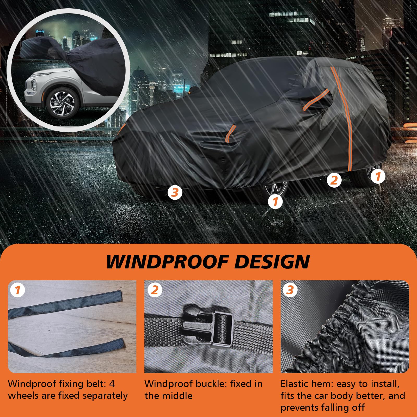 Car Cover for Mitsubishi Outlander Cover for Outlander Custom Fit Outlander Cover 2005-2025 Cover Waterproof All Weather with — view 3