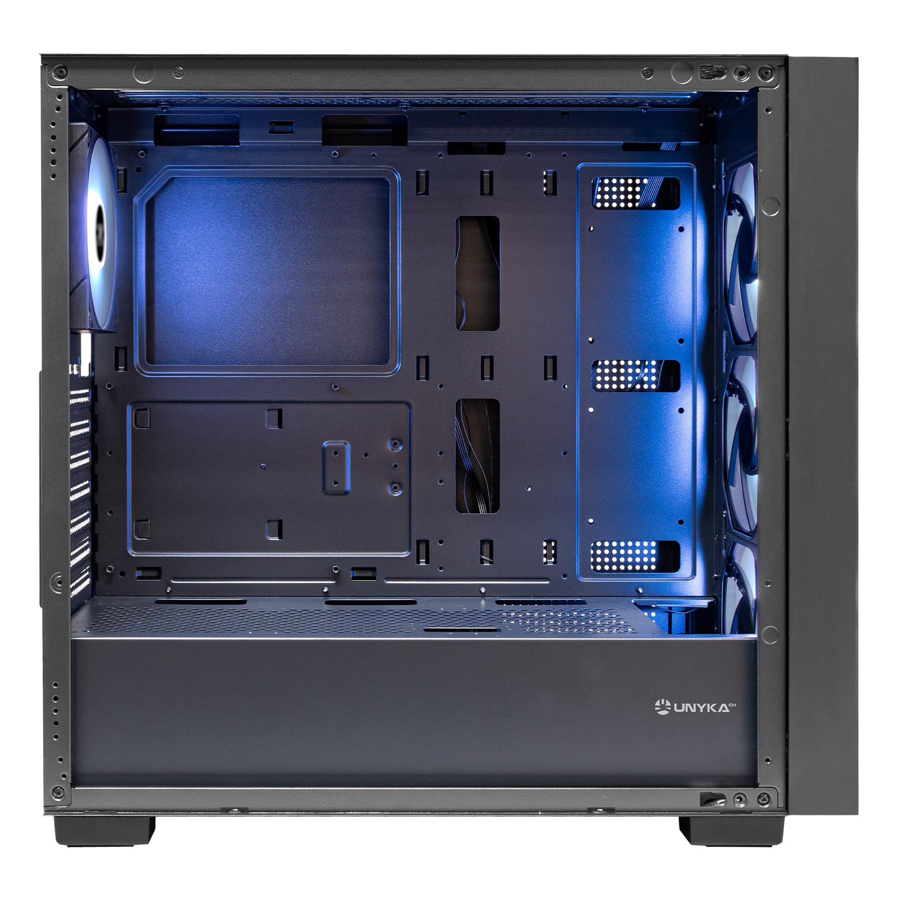 UNYKAch Caja ATX Revelat Mesh Black – Torre Gaming con 4 Ventiladores ARGB, USB 3.0 & USB C Gen2, Lateral de Cristal Templado, Soporta Tarjetas gráficas hasta 425 mm y refrigeración líquida 360 mm