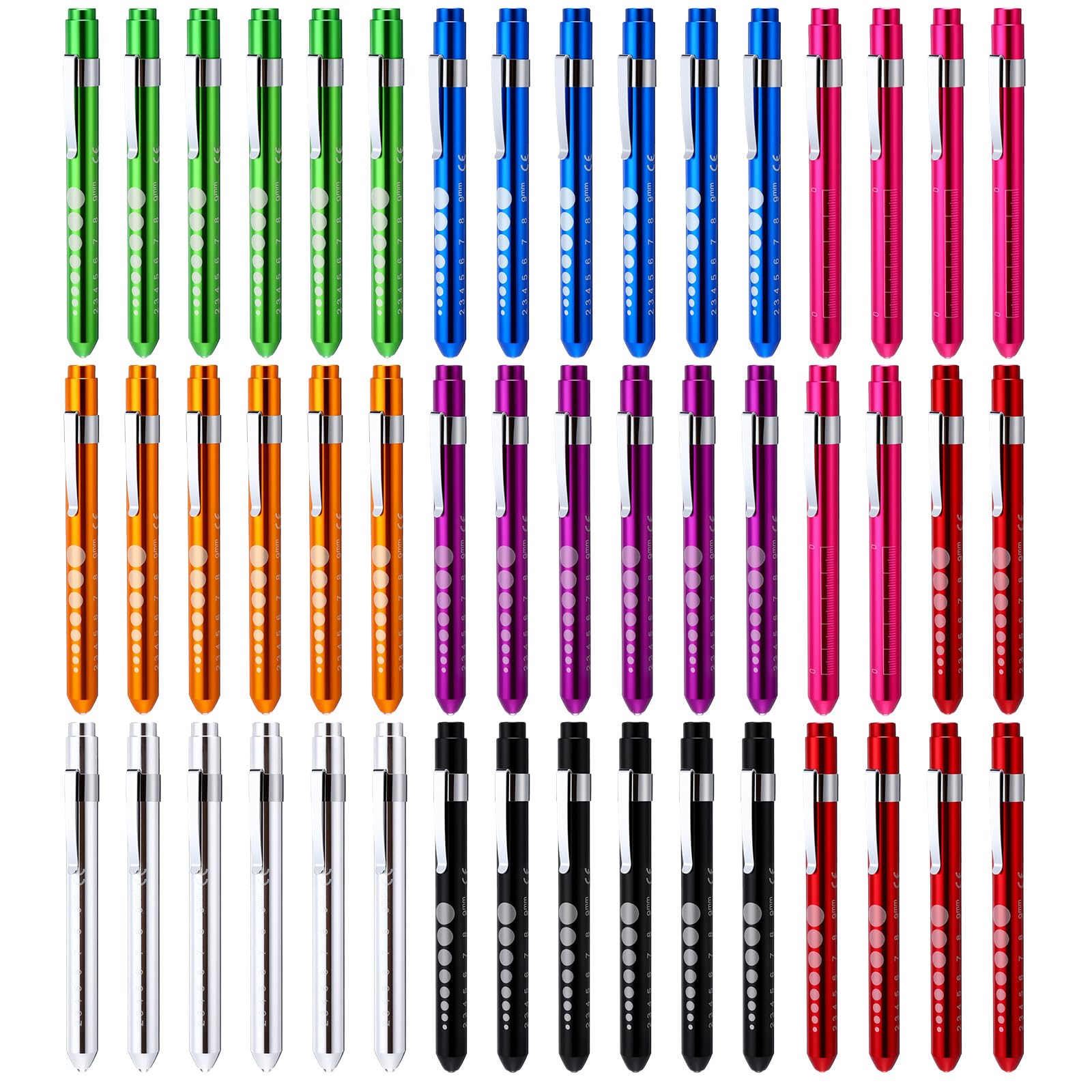 Lewtemi Confezione da 48 penne luminose per infermieri, con sacchetti in organza e biglietti di ringraziamento, penna medica, indicatore LED, riutilizzabile, per infermieri, medici, volontari EMS, 8