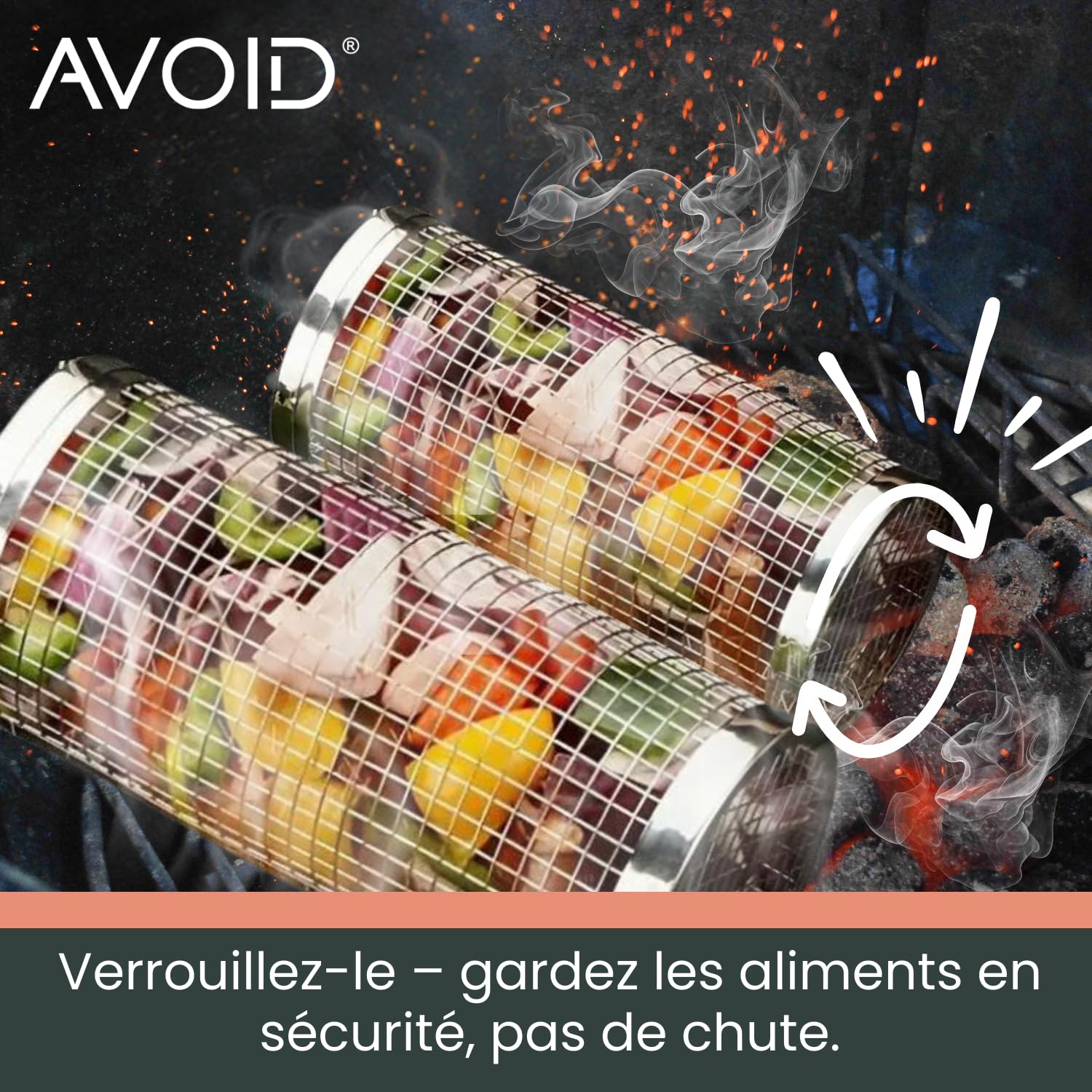 AVOID Panier à Griller Roulant - Panier Barbecue Cylindrique Enroulable en Acier Inoxydable - Accessoires Barbecue pour BBQ Grill Extérieur, Cadeau de Vacances (Silver, 20cm X 10cm)