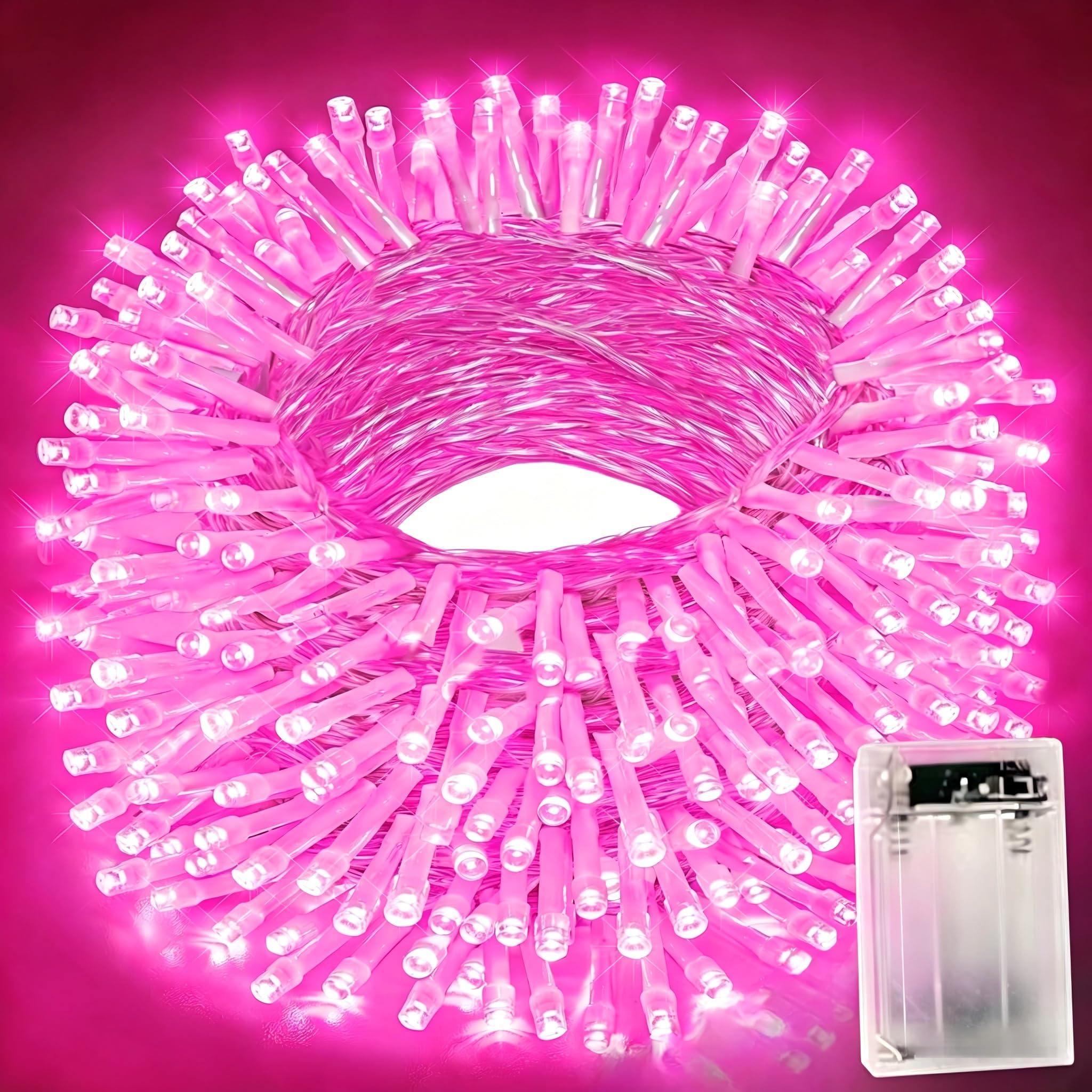 AOUJIAHUIA Christmas Lights, 10M 80LED Fairy Lights Battery Powered LED String Fairy Lights for Indoor Outside Bedroom Garden Wedding Party Decorations (Pink)