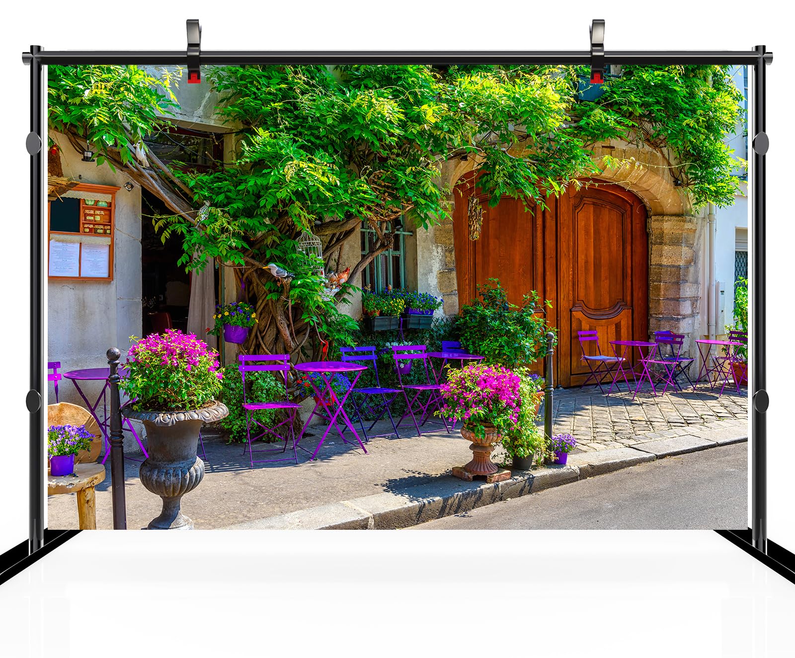 Loccor 9x6ft Fabric French Riviera Town Backdrop Old Town Traditional Colorful House View Background For French Travel Party Decorations Photo Booth Studio Props - View #2