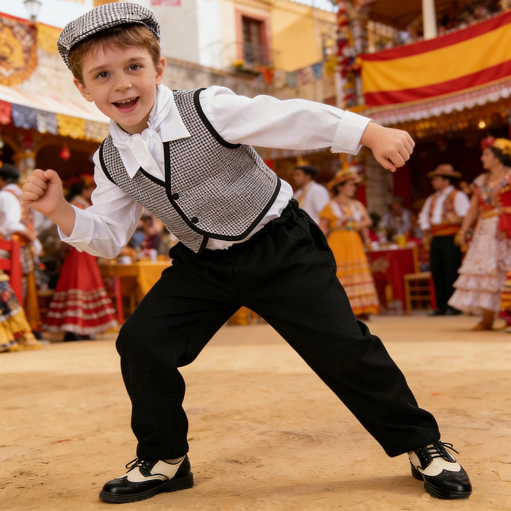 Wildarms Disfraz de Chulapo para Niño Chaleco Tradicional Madrileño para Carnaval Fiesta San Isidro y Eventos — view 7