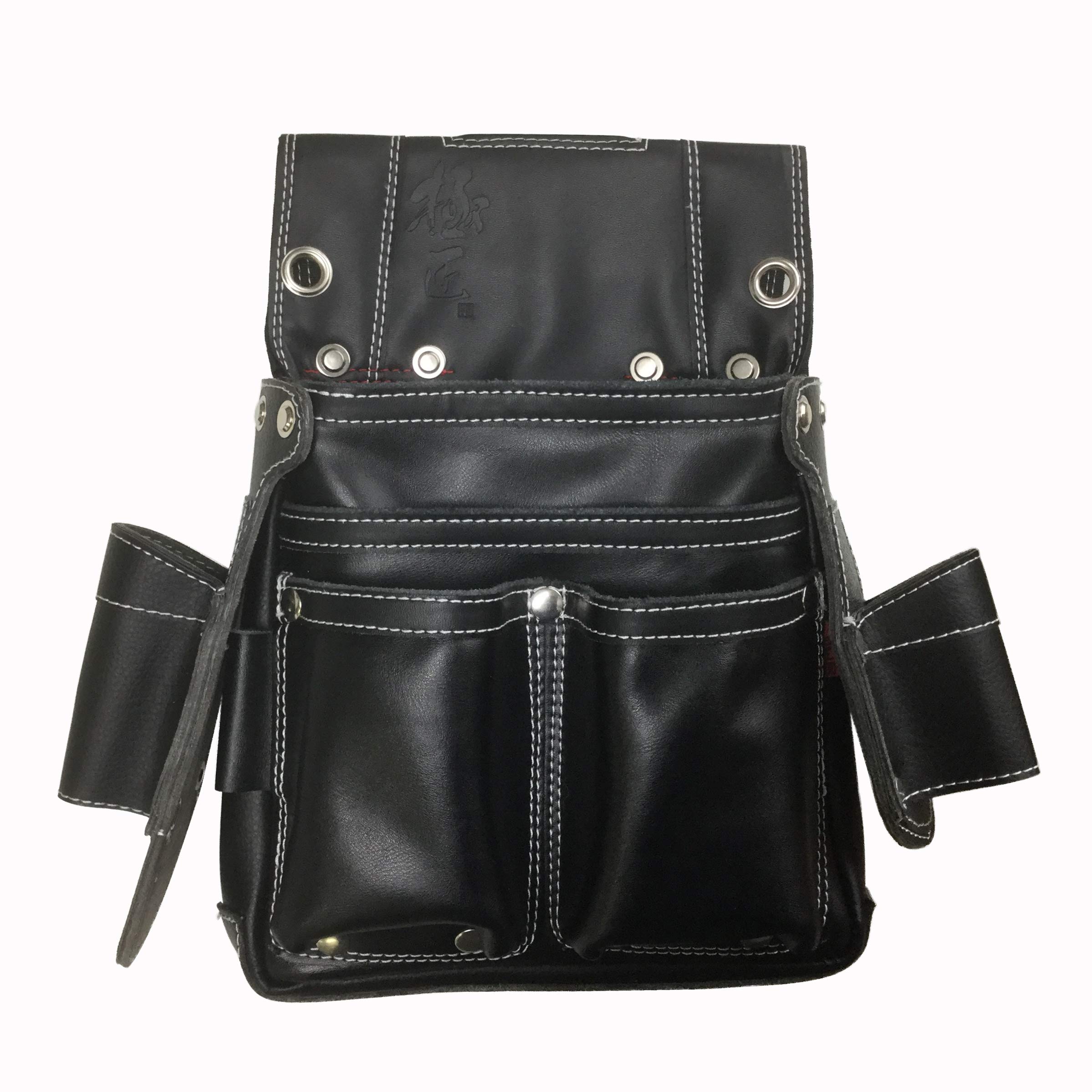 Amazon.co.jp: Kyokusho GL-05B Black Leather Nail Bag, Large, Tool Holder  Included : DIY, Tools & Garden