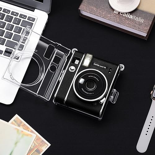 Miniatura 3 de Fintie Funda protectora transparente para cámara de película instantánea Fujifilm Instax Mini 40, cubierta de PVC duro con correa de hombro
