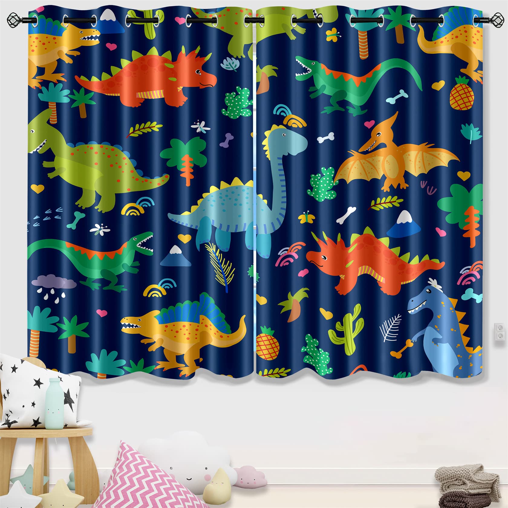 Kossmjx Dinosaur Blackout Curtains 2 Panels 63
