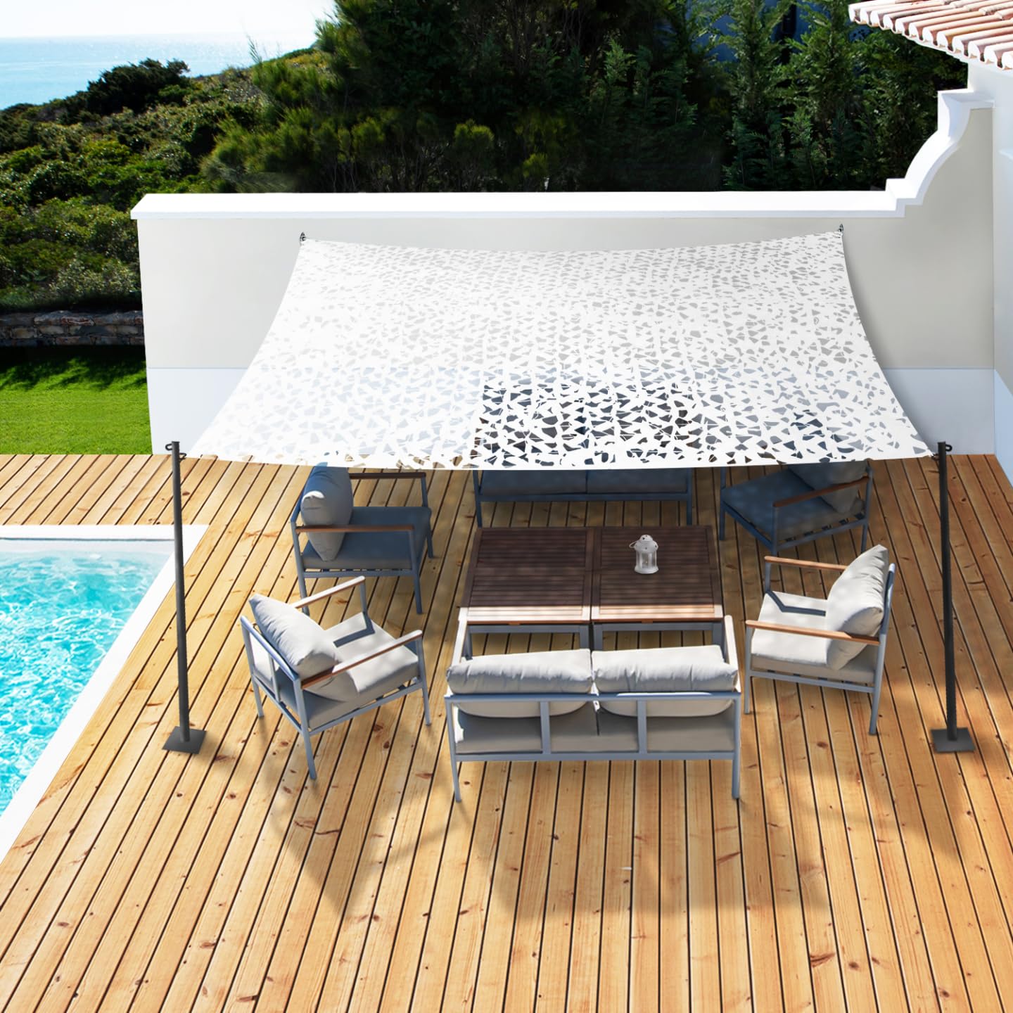Relaxdays Tenda Parasole per Esterni Rettangolare, Tessuto PES , Anti UV, Outdoor