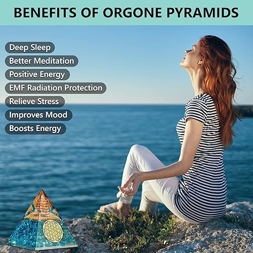 Miniatura 4 de Pirámide de Cristal de Selenita con Brillo de Orgón, Pirámide de Orgón de Selenita Hecha a Mano para Alta Frecuencia de Vibración, Poderes