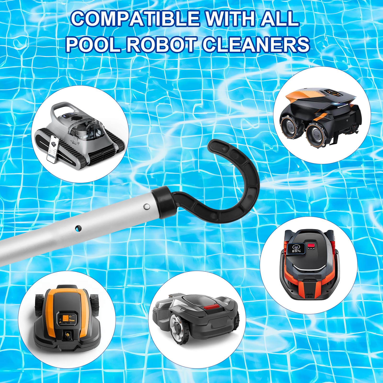 Haken für Poolroboter mit Teleskopstange Poolhaken für Poolstange Haken Poolroboter Pool Reinigungszubehör Haken Zubehör Haken für Poolroboter(185 cm)