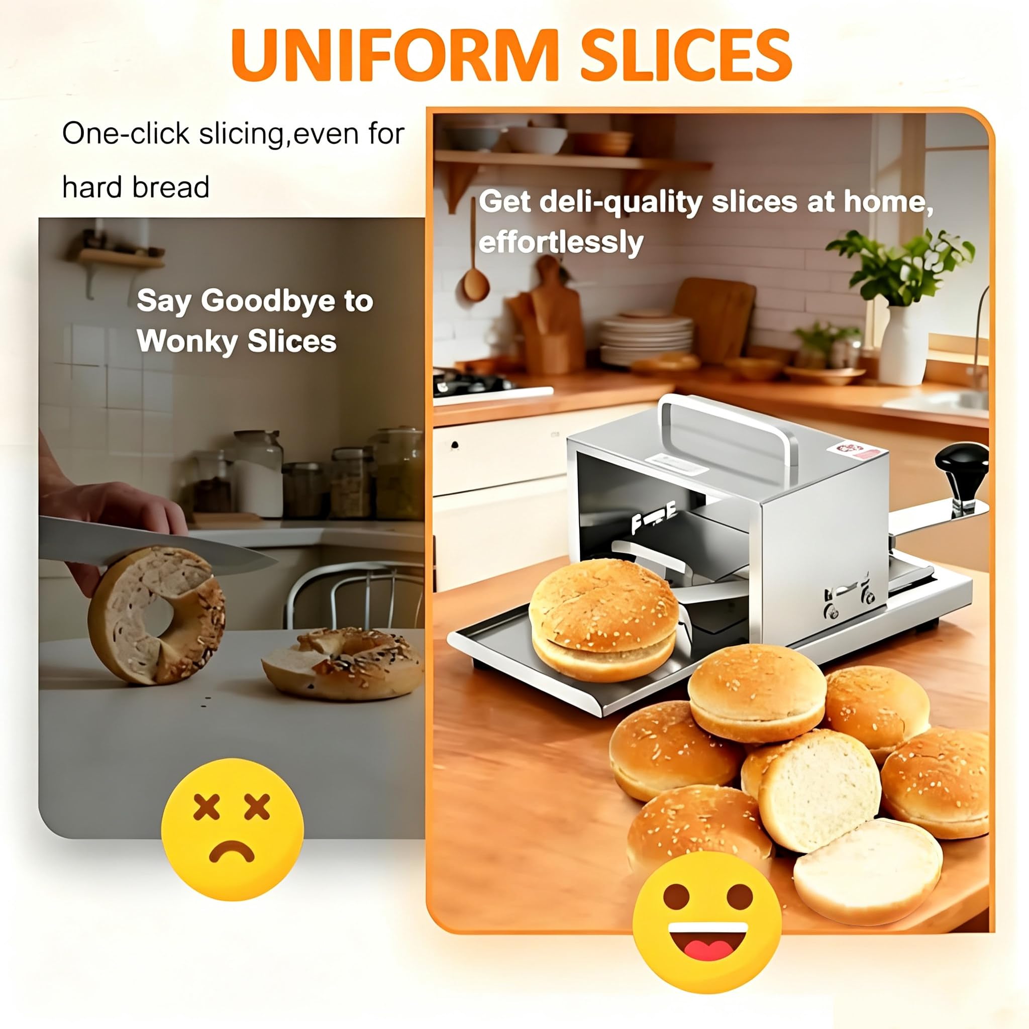 Affettatrice Commerciale per Pane, Taglia Bagel e Panini Hamburger Manuale