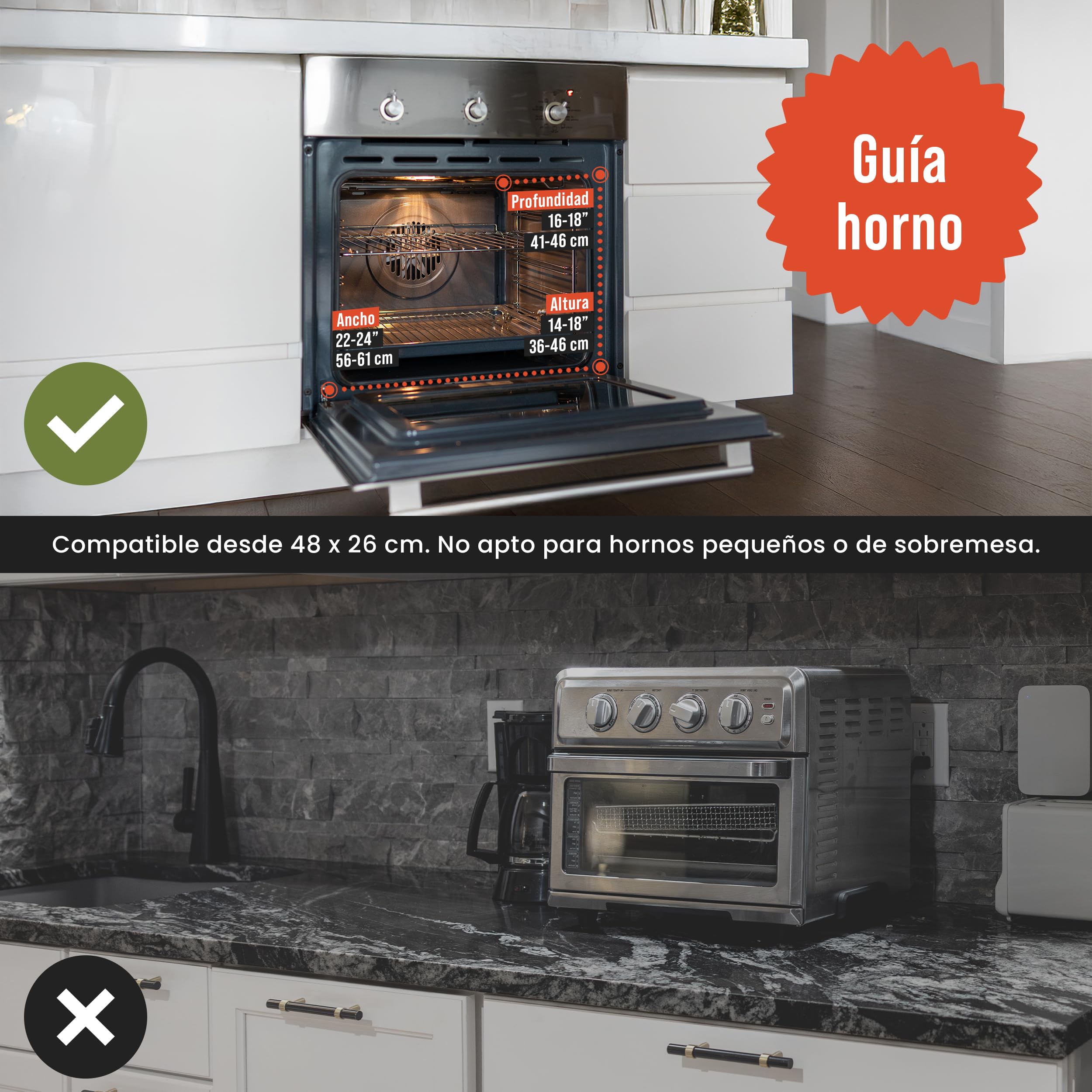 Chef Pomodoro Piedra Pizza Horno 40,6 x 40,6 cm (6,35 mm), Placa Acero Horno Pizza, Placa Acero Pizza, Plancha, Pedra Para pan y pizza, Tabla de Piedra en acero con orificios para levantar
