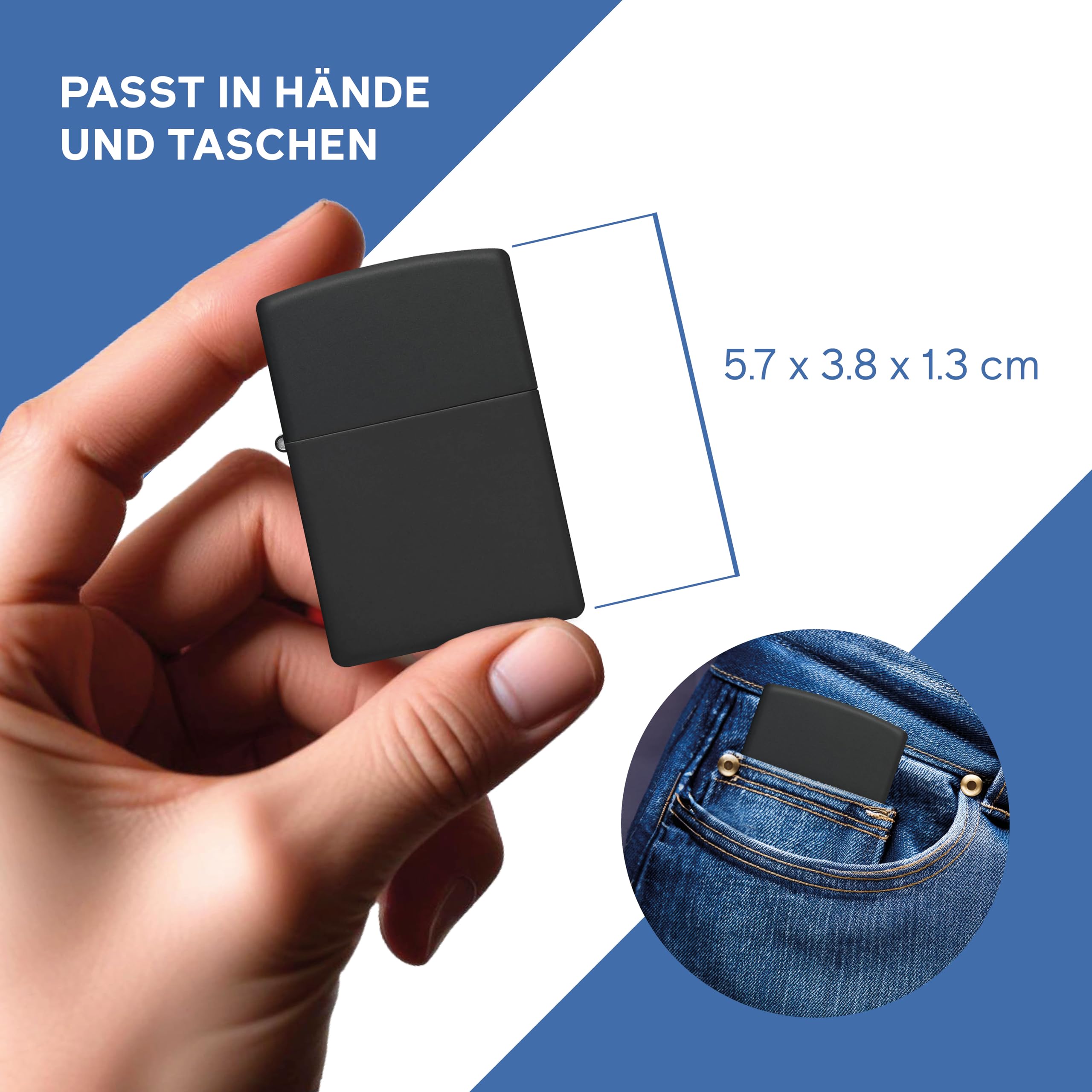 Zippo Sturmfeuerzeug - Black Matte mit seitlicher Flammengravur - Nachfüllbar - Wiederverwendbar - Windfestes Design - Geschenkbox - Made in USA - Amazon Exclusive – Bild 5