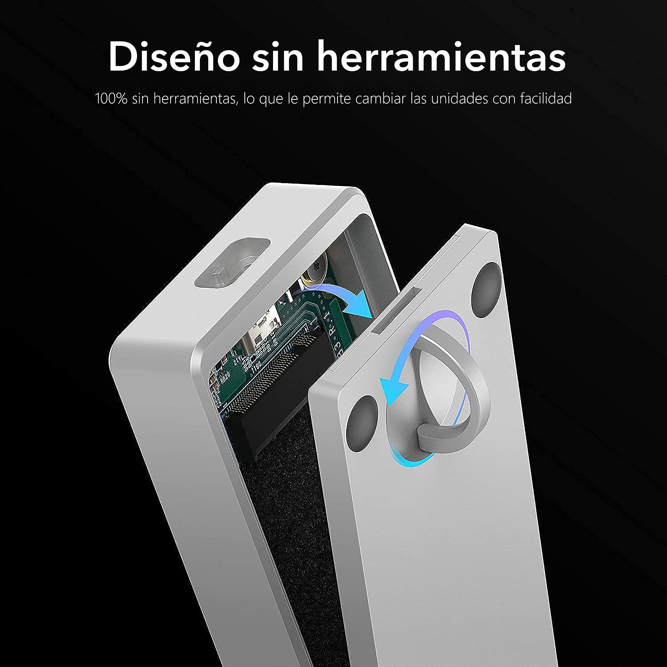 SABRENT Carcasa M.2 MVMe SSD Thunderbolt 3 | Velocidades hasta 1600MBps | Llave M 2280 SSD | Instalación sin Herramientas | Soporta UASP Y T.R.I.M [EC-T3NS]