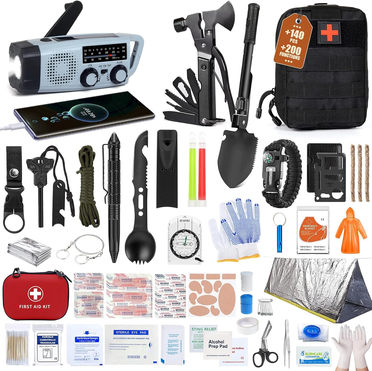 Kit Survie 14-en-1 Camping Graxury Trousse De Survie 14-en-1 Ultime