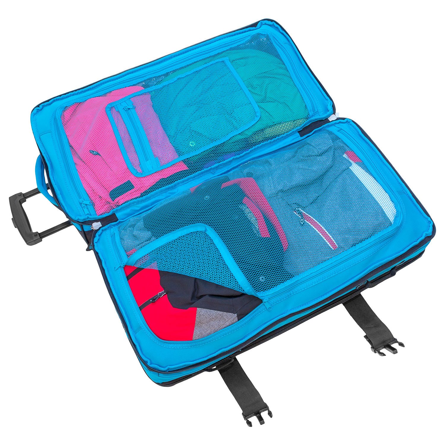 Torba podróżna walizka na kółkach, 72 cm, 85 l, niebieski/czarny