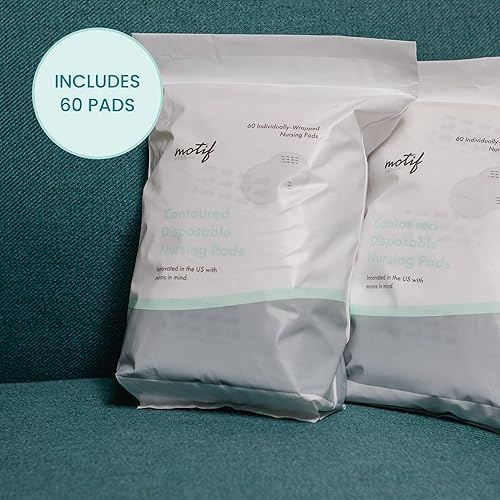Miniatura 7 de Motif Medical Almohadillas de lactancia desechables para mujer, almohadillas transpirables para leche materna con tiras adhesivas, envueltas
