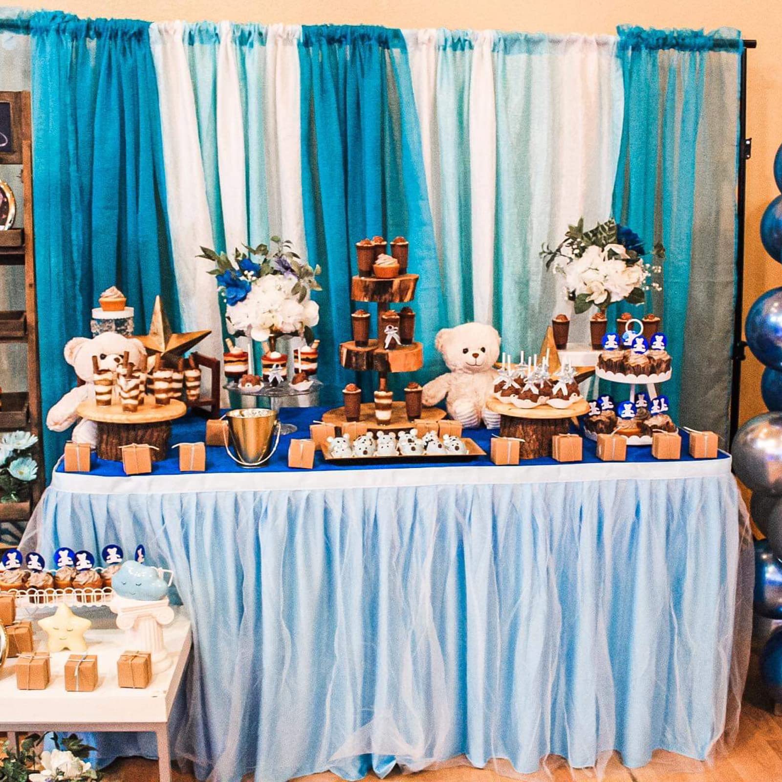 Gonna Da Tavolo In Tulle Fai Da Te - Blu Navy, 427x76 Cm, Per Matrimoni, Compleanni, Decorazioni - Foto 12