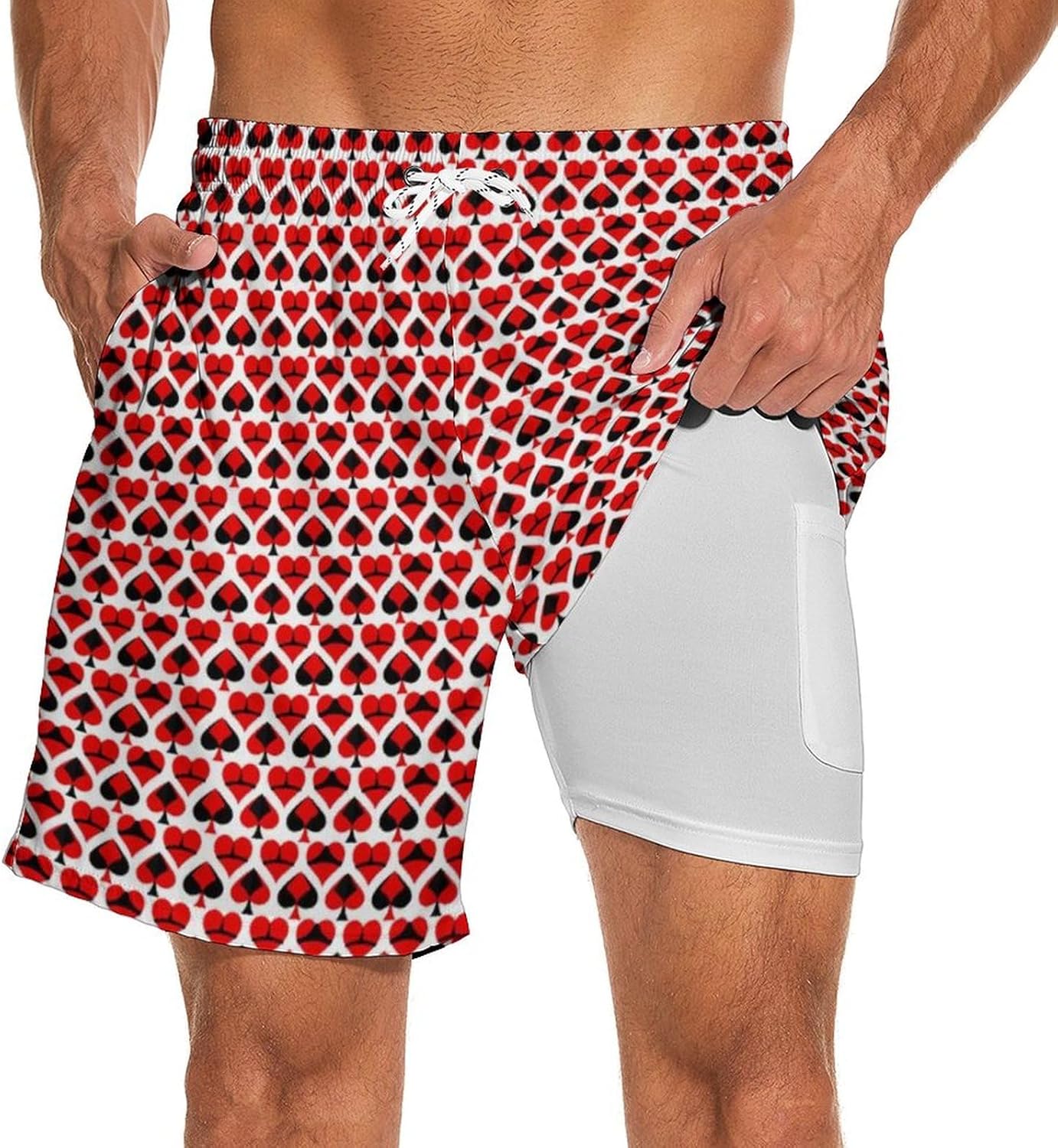 Mens Swim Trunks with Compression Liner 2 in 1 Quick-Dry Swim Shorts Men Board Shorts Swimwear for Swimming Beach