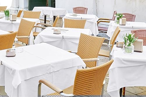 Miniatura 5 de Paquete de 6 manteles cuadrados blancos de 52 x 52 pulgadas, manteles de poliéster blanco para mesa cuadrada, resistentes a las manchas y a las