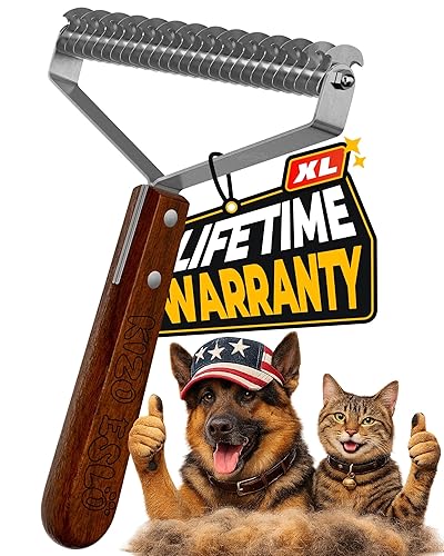 Extra Large 2-Sided Undercoat Rake for Dogs & Cats, Dog