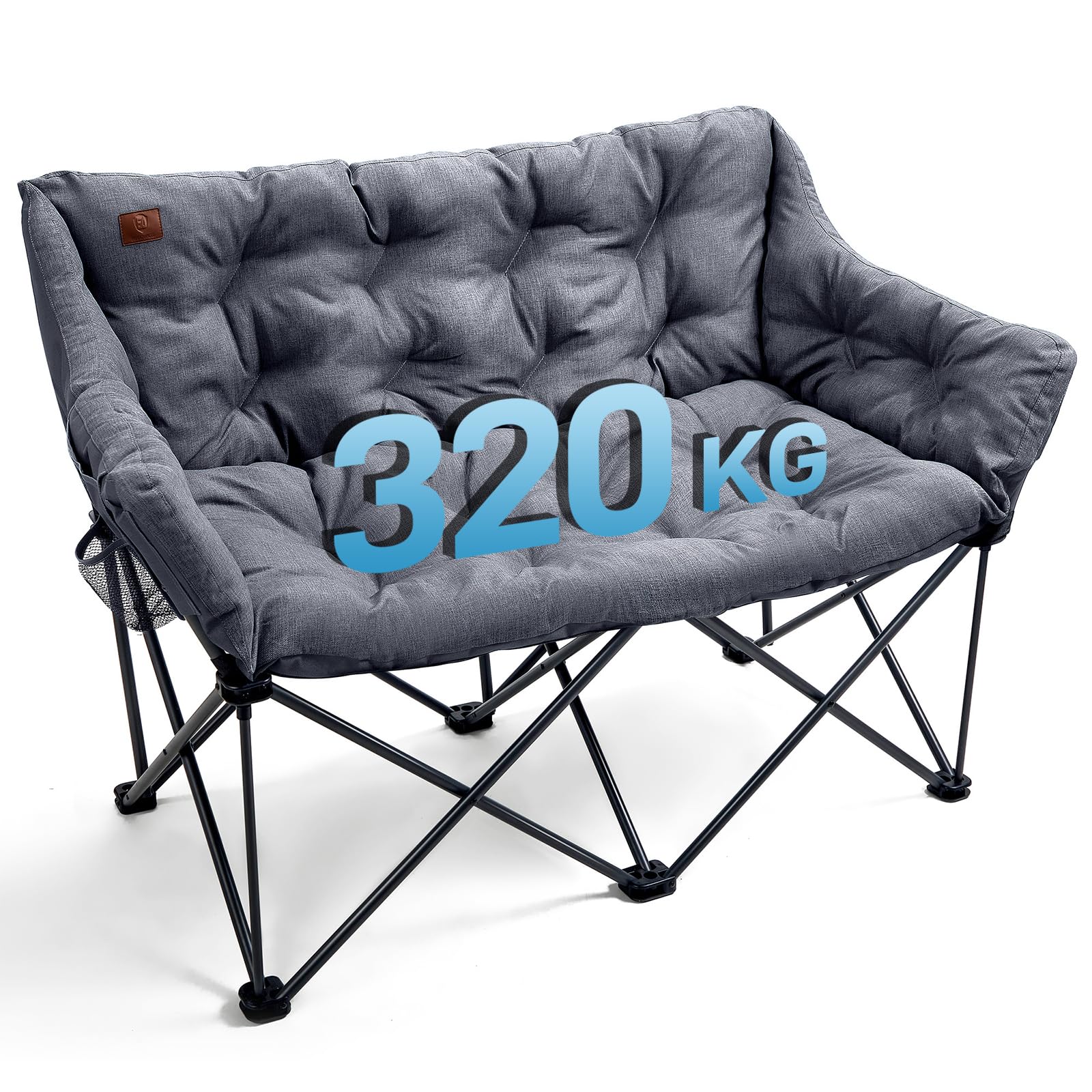 EVER ADVANCED Campingstuhl Faltbar 124CM Breit Campingsofa für 2 Personen Faltsofa 320KG Belastbar, Campingcouch Dick Gepolstert Klappstuhl XXL 2 Sitzer Hohe Lehne für Outdoor Garten Balkon Indoor
