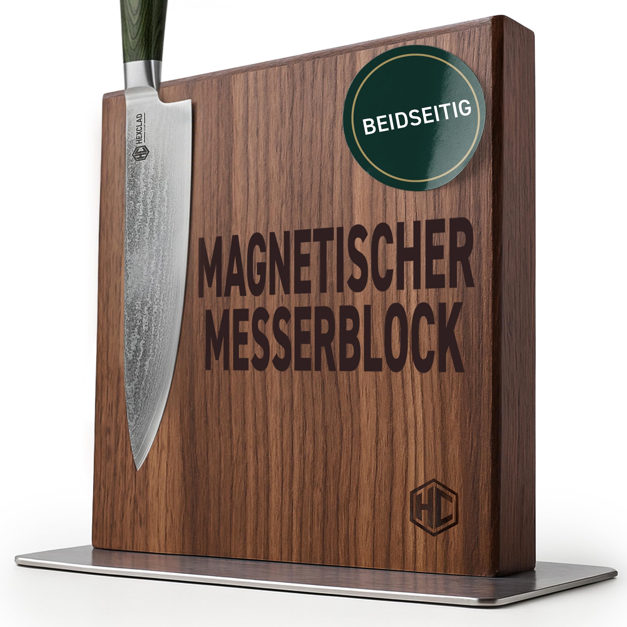 HexClad Magnet-Messerblock 22,4 x 22,5 cm – aus Walnussholz
