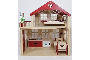 moover® Wondrous Dollhouse | Enchanting 2 Storey Wooden Dolls House Play Set...