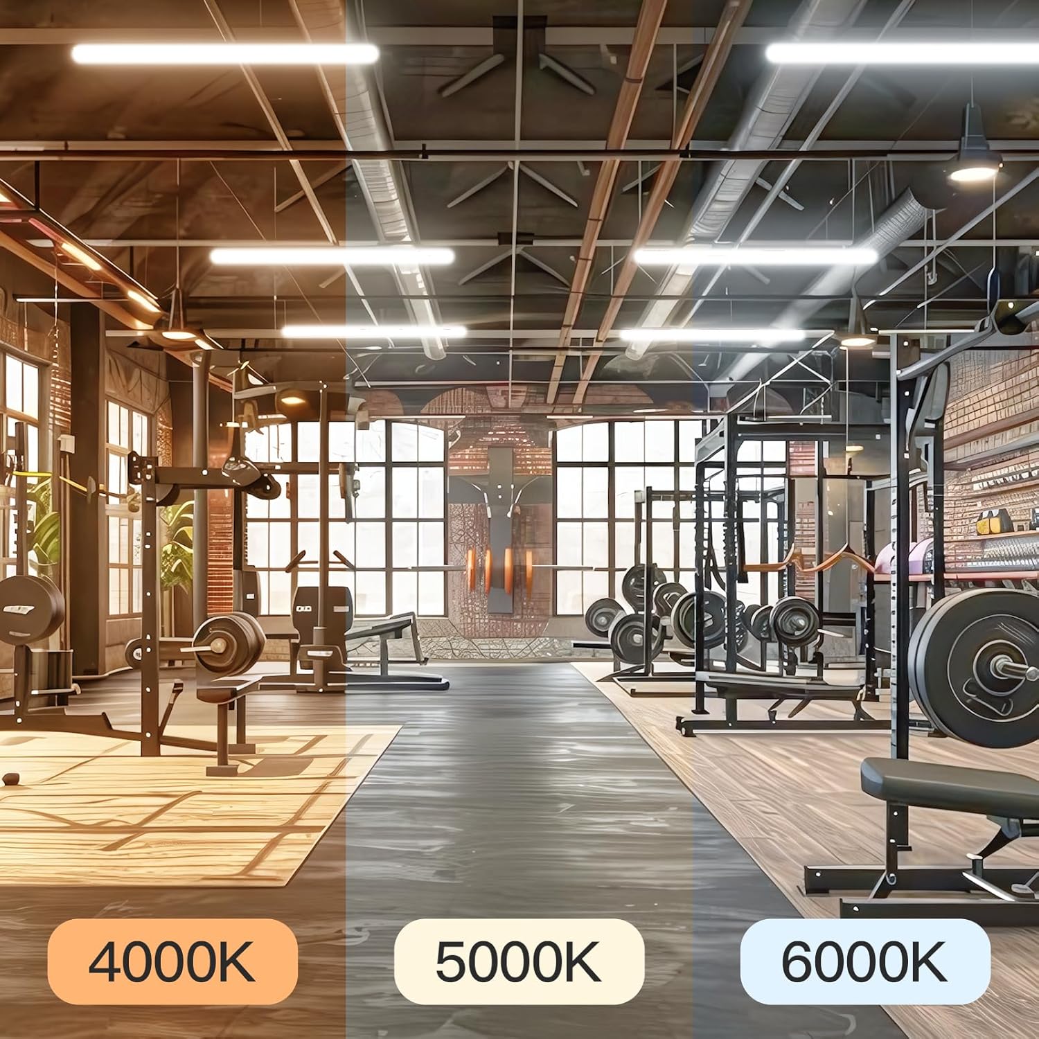 JTT 4FT LED Vapor Tight Light, 60W/50W/40W IP65 Waterproof LED Outdoor Indoor Shop Light 6000K/5000K/4000K CCT, Vapor Proof Fixture for Garage Shop Basement Barn Car-Wash, 4-Pack ETL Listed