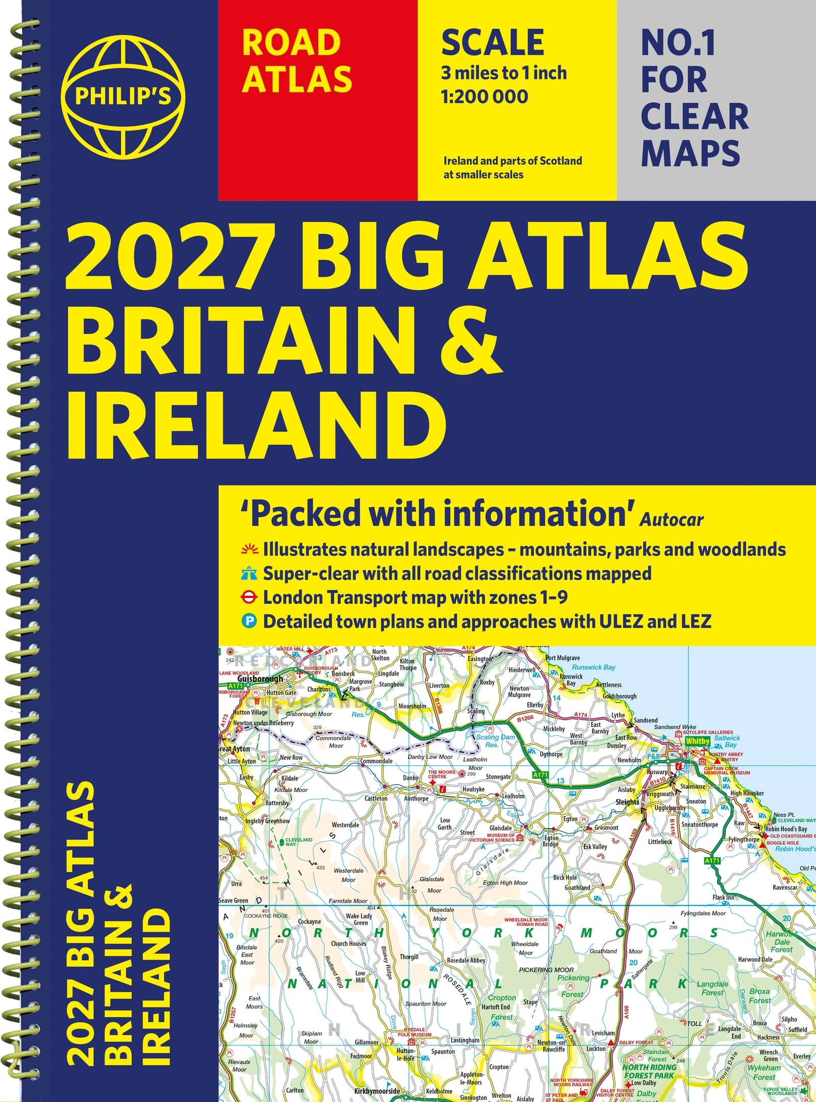 Philip's 2027 Big Road Atlas of Britain and Ireland (A3 Spiral): With Natural Landscape Contouring (Philip's Road Atlases)