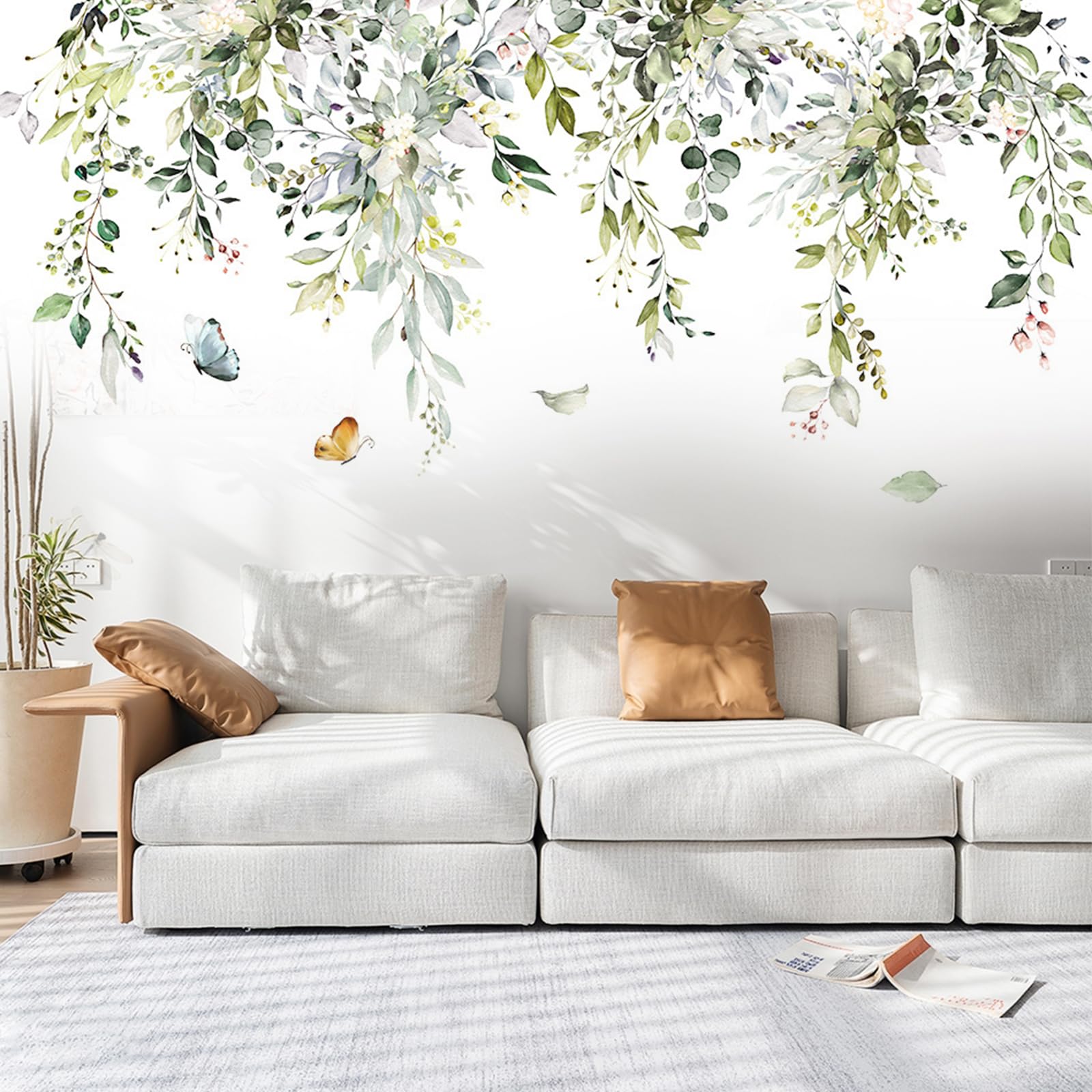 3 Adesivi Murali Con Piante Verdi In Vaso - Decorazione Parete Per Casa - Foto 7