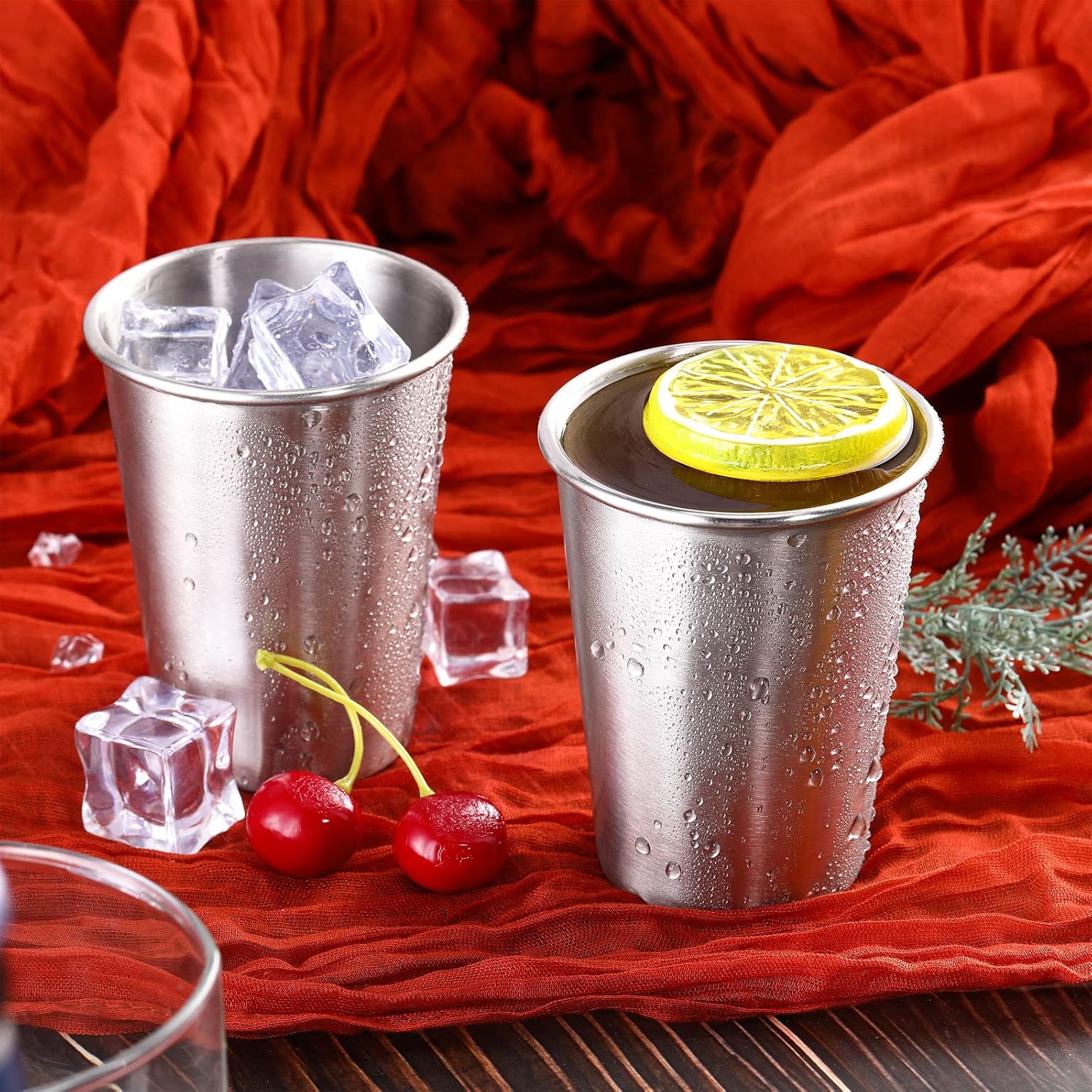 Baderke 16 Pack Stainless Steel Cups for Kids and Adult Pint Tumbler Metal Cups Stackable Tumbler Shatterproof Metal Drinking Glasses for Travel Outdoor Camping(10 Oz/ 300 ml) - Image 5