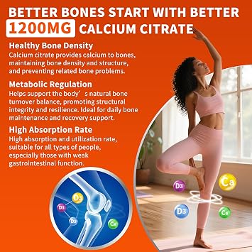 (2 Pack) Calcium Citrate 1200 mg with Vitamin D3 Gummies for Women & Men,Calcium Supplements for Bone & Teeth Support,High Absorption - Easy to Digest, Sugar Free,Vegan,Orange Flavor,60 Day Supply