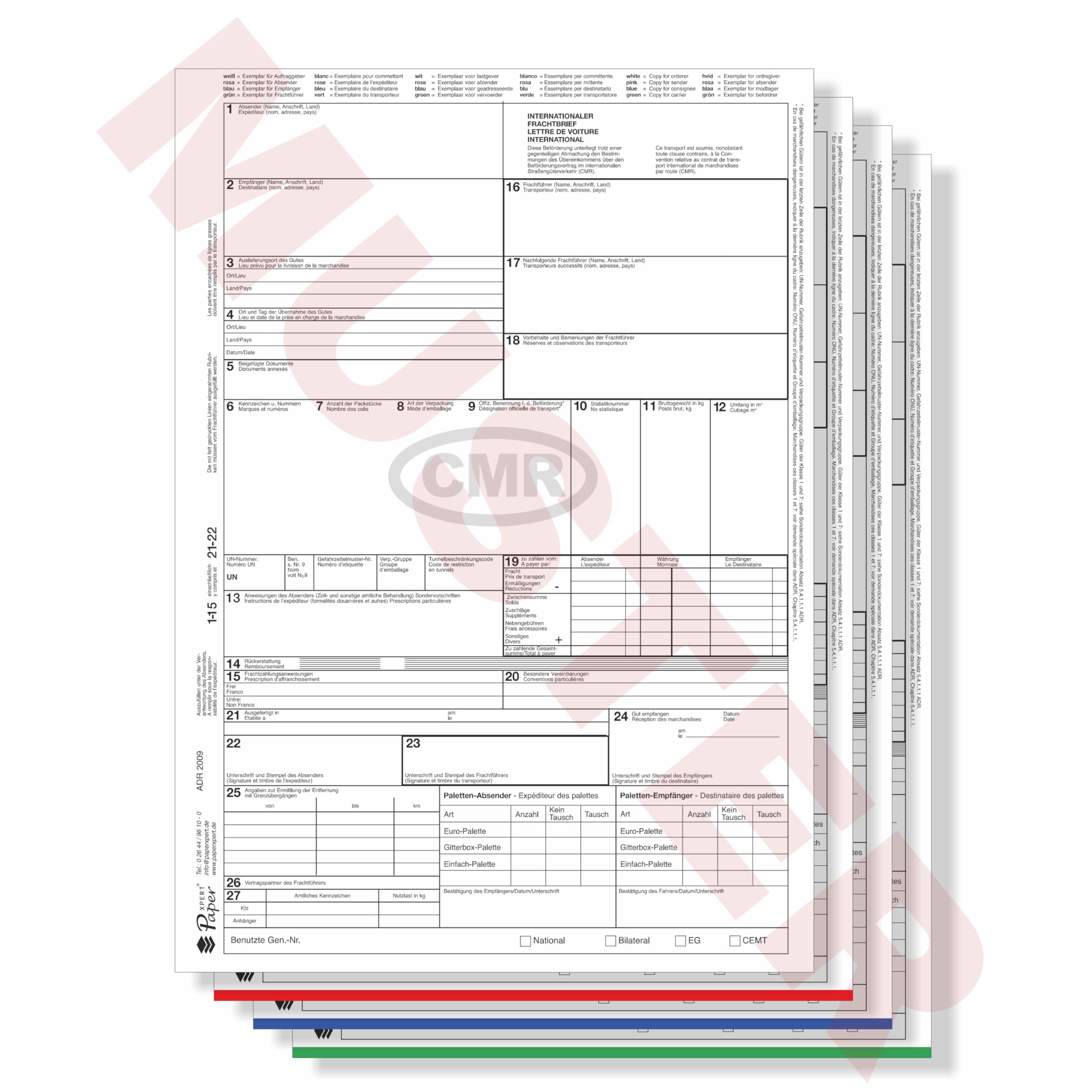PaperXpert CMR Bill of Lading x 100 | 4 Pieces | DIN A4 Single Sheets in Change | For Laser & Inkjet Printers | International Freight | According to the Latest ADR Standard - Made in Germany - Image 3