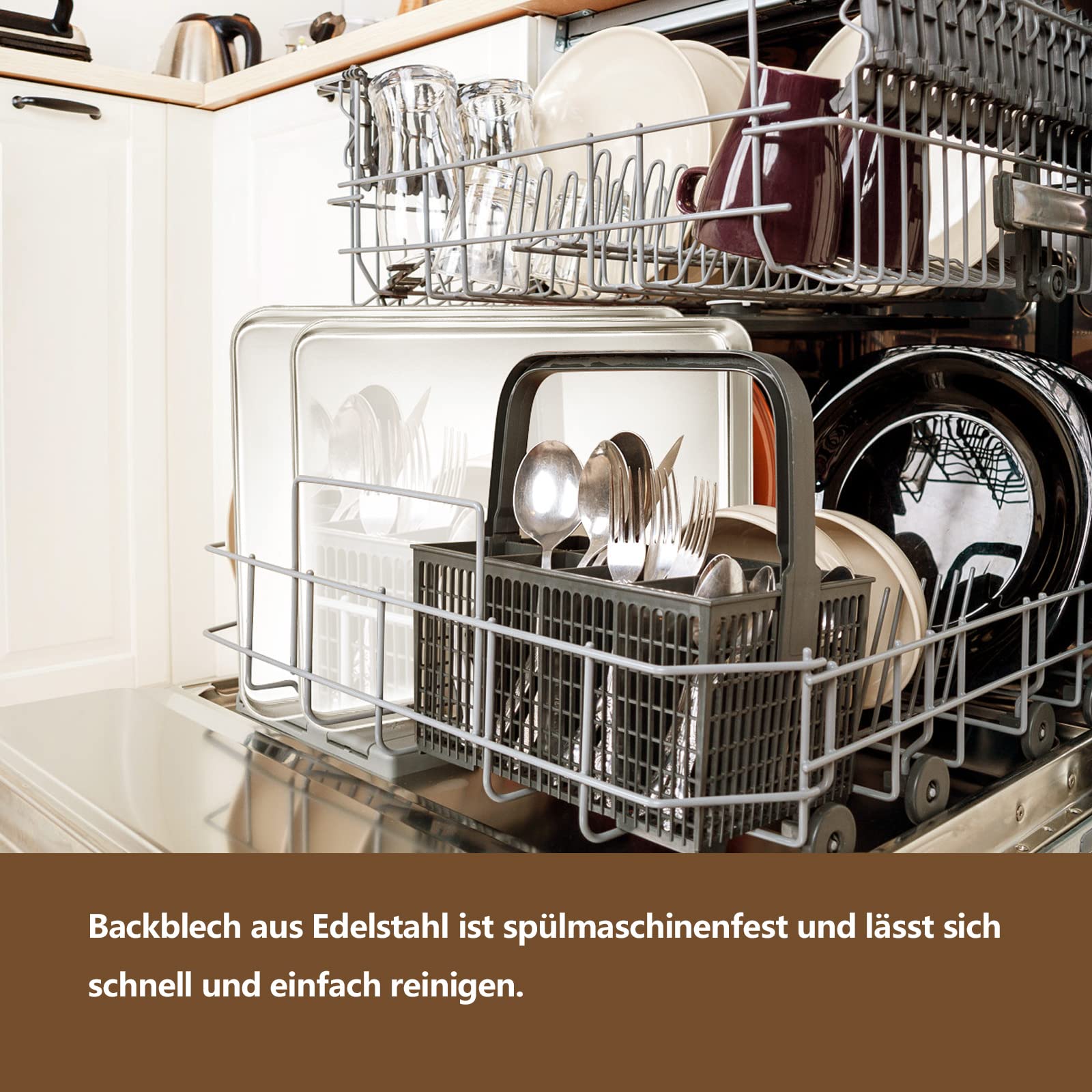 Herogo Backblech 2er Set, Edelstahl Backblech (40,5x30,5x2,5cm), Großes Ofenblech Kuchenblech zum Backen Kochen Servieren, Hochglanz & Rostfrei, ungiftig & gesund, spülmaschinenfest