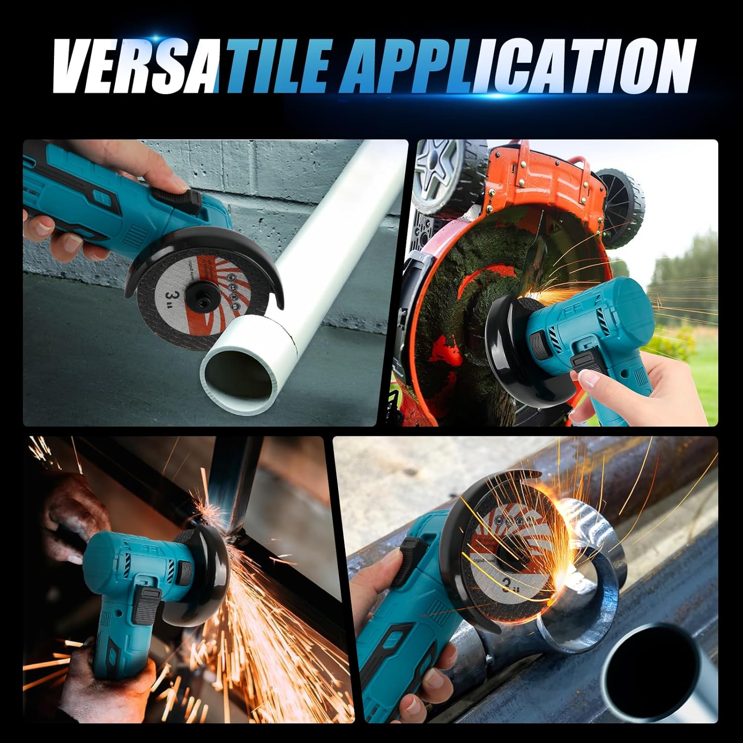 Compact Brushless Mini Angle Grinder for Makita 18V/21V Battery (Tool Only), 19000RPM Cordless Grinding Tool with 2x 3" Discs Ideal for Metal Cutting & Grinding