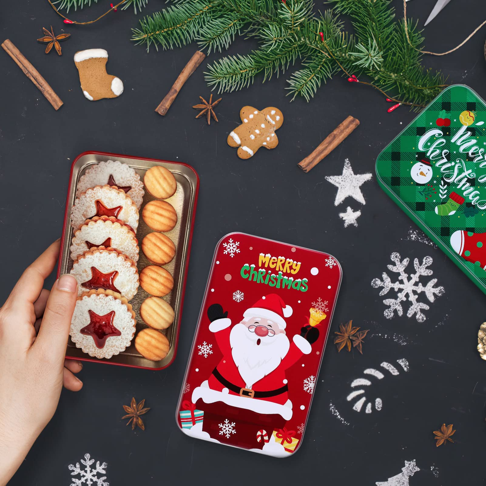 TZEKING Weihnachts-Keksdosen Set - 12 Stück Metalldosen Mit Weihnachtsmotiven Für Geschenke & Aufbewahrung