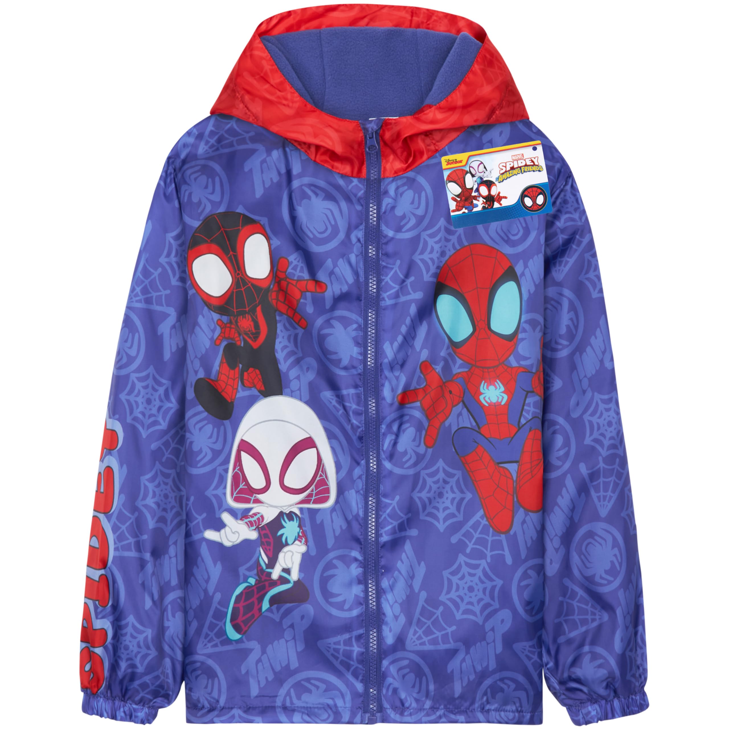 Get Trend Marvel Spidey Veste Imperméable Enfant, Manteau de Pluie avec Capuche et Doublure Polaire, École ou Voyage, Cadeau Garcon