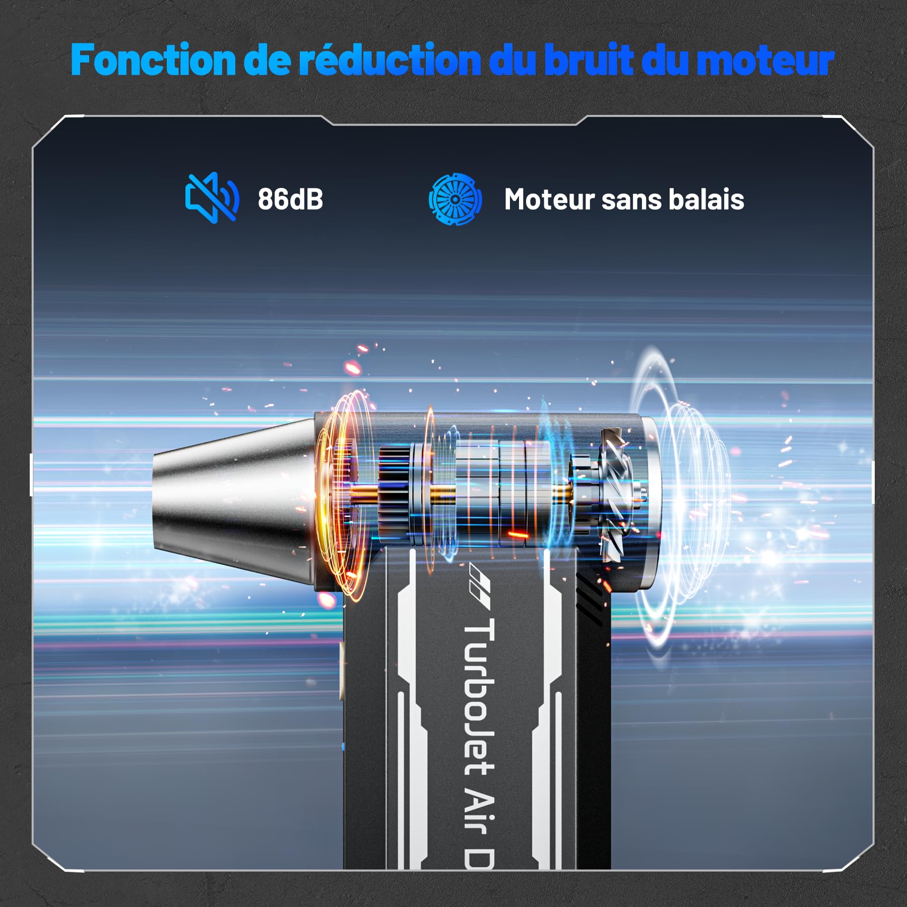 L8 Souffleur Air Comprimé - 180000 TR/Min de Mini Souffleur Sans Fil Puissant 4-Speed TurboJet Mode, 8000mAh Soufflette Air Comprimé avec kit de nettoyage pour Hôte, PC, Clavier, Cartes Graphiques