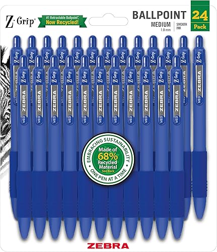 Vista 98 de Zebra Pen Z-Grip - Bolígrafo retráctil de punta media, 3/64 pulgadas, tinta negra, 12 unidades Surtido Moda A